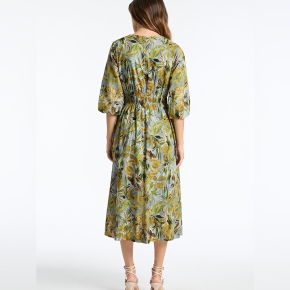 🌿 DAVID LAWRENCE 🌿women’s multicoloured floral midi dress puff sleeves size 10 - Picture 3 of 12